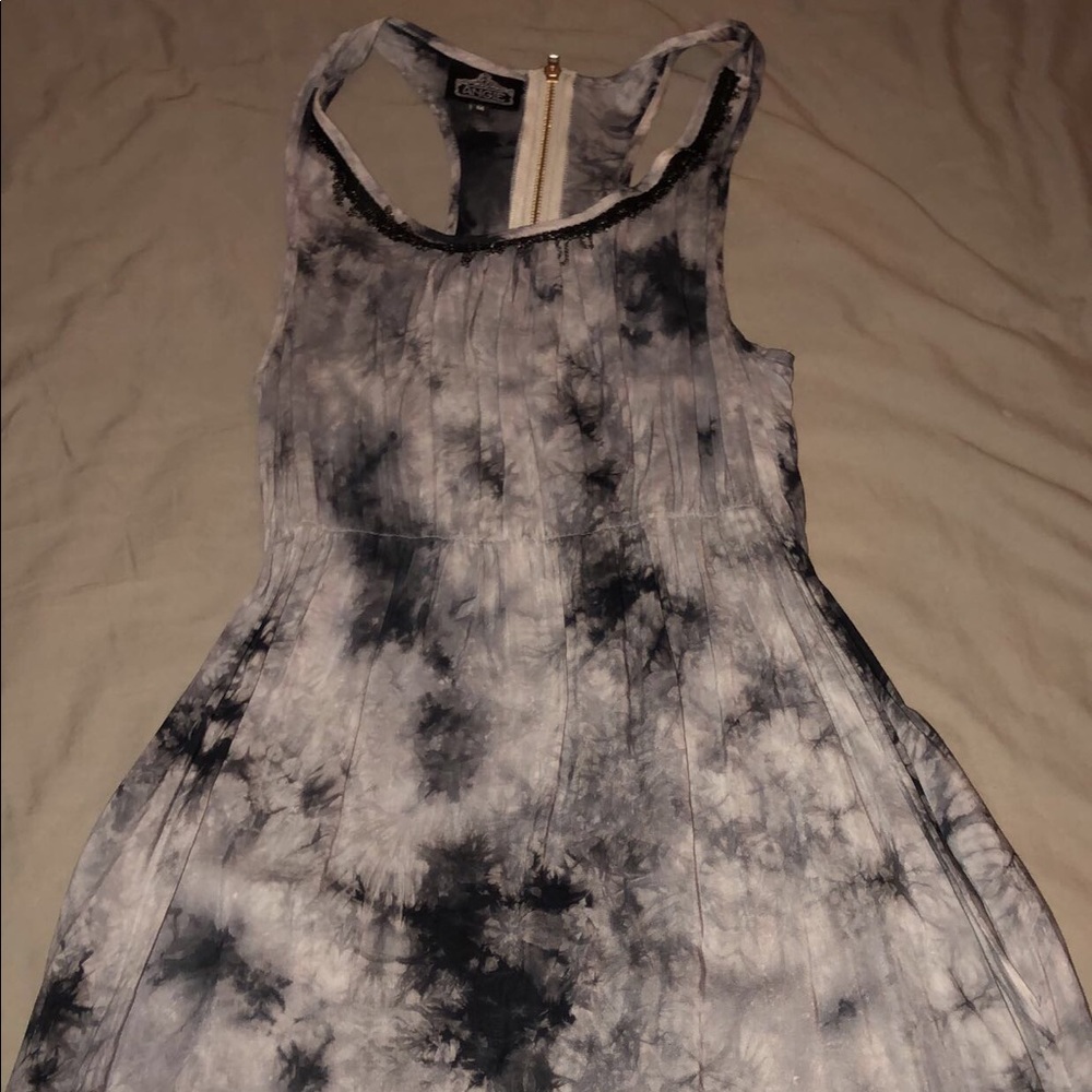 Black tie dye dress with back zipper